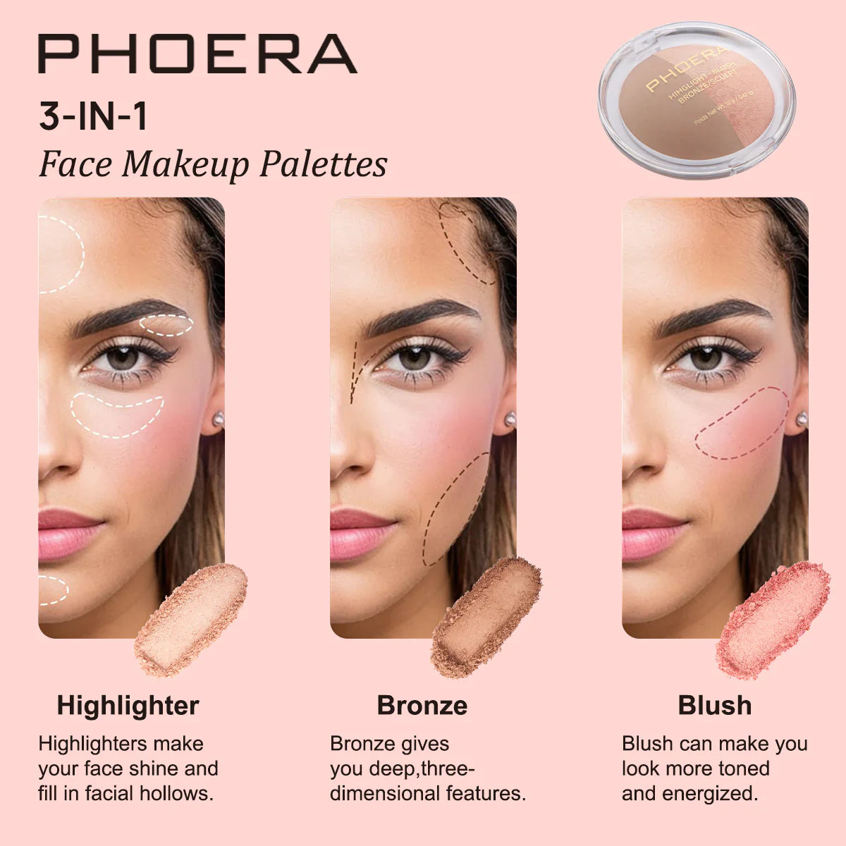 PHOERA 3 in 1 MAKEUP PALETTE