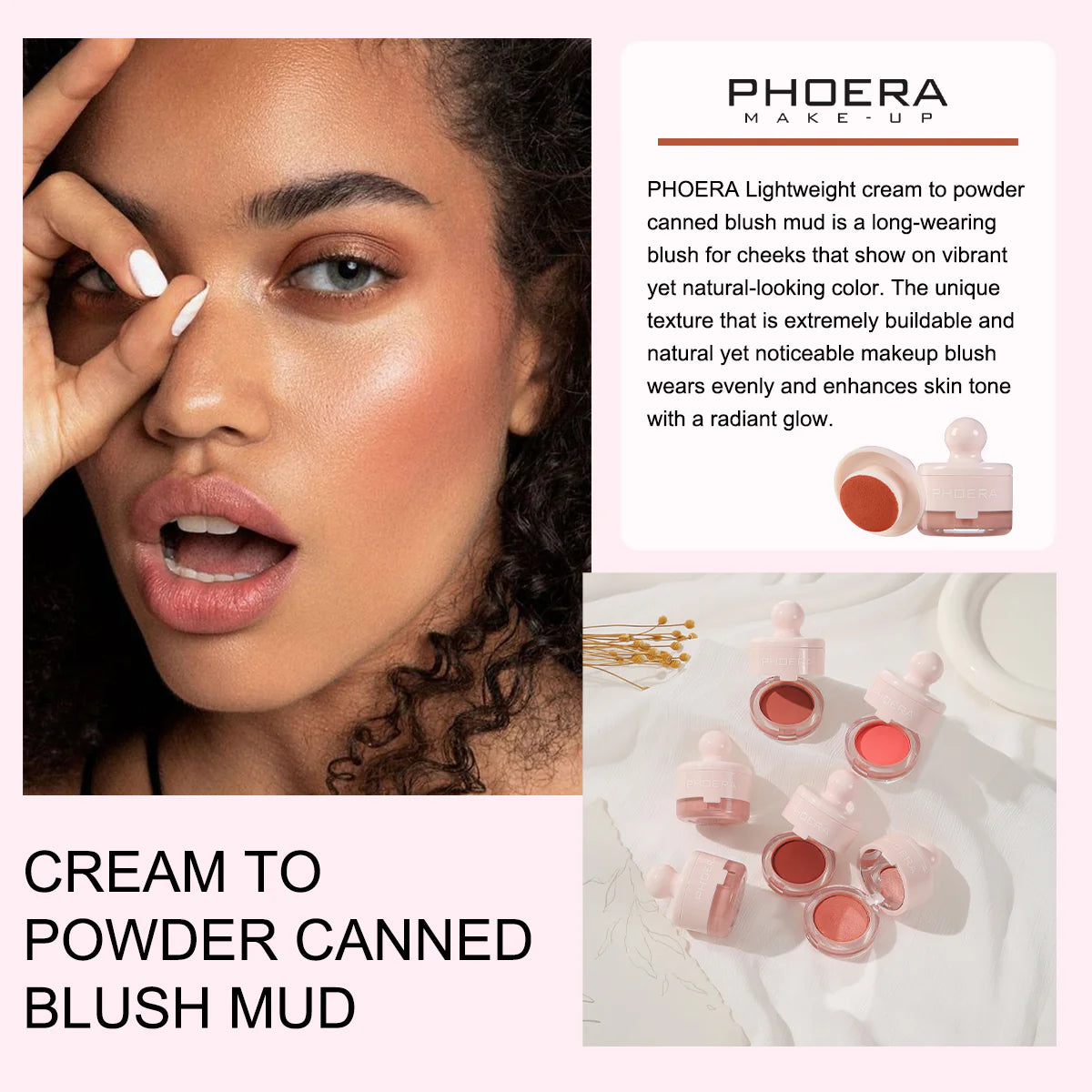 PHOERA Cream To Powder Canned Blush Mud