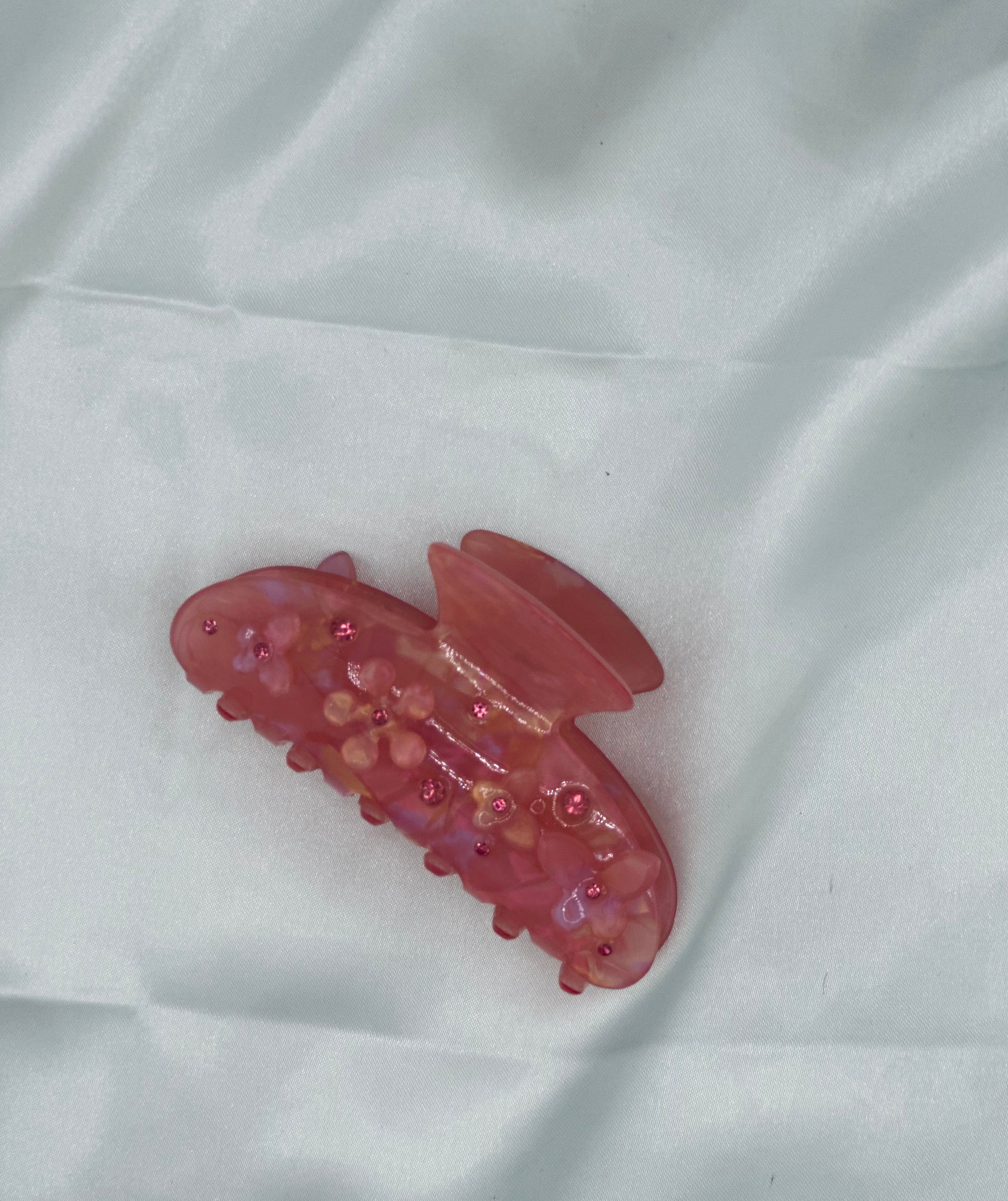 Iridescent Flower & Butterfly Claw Clip