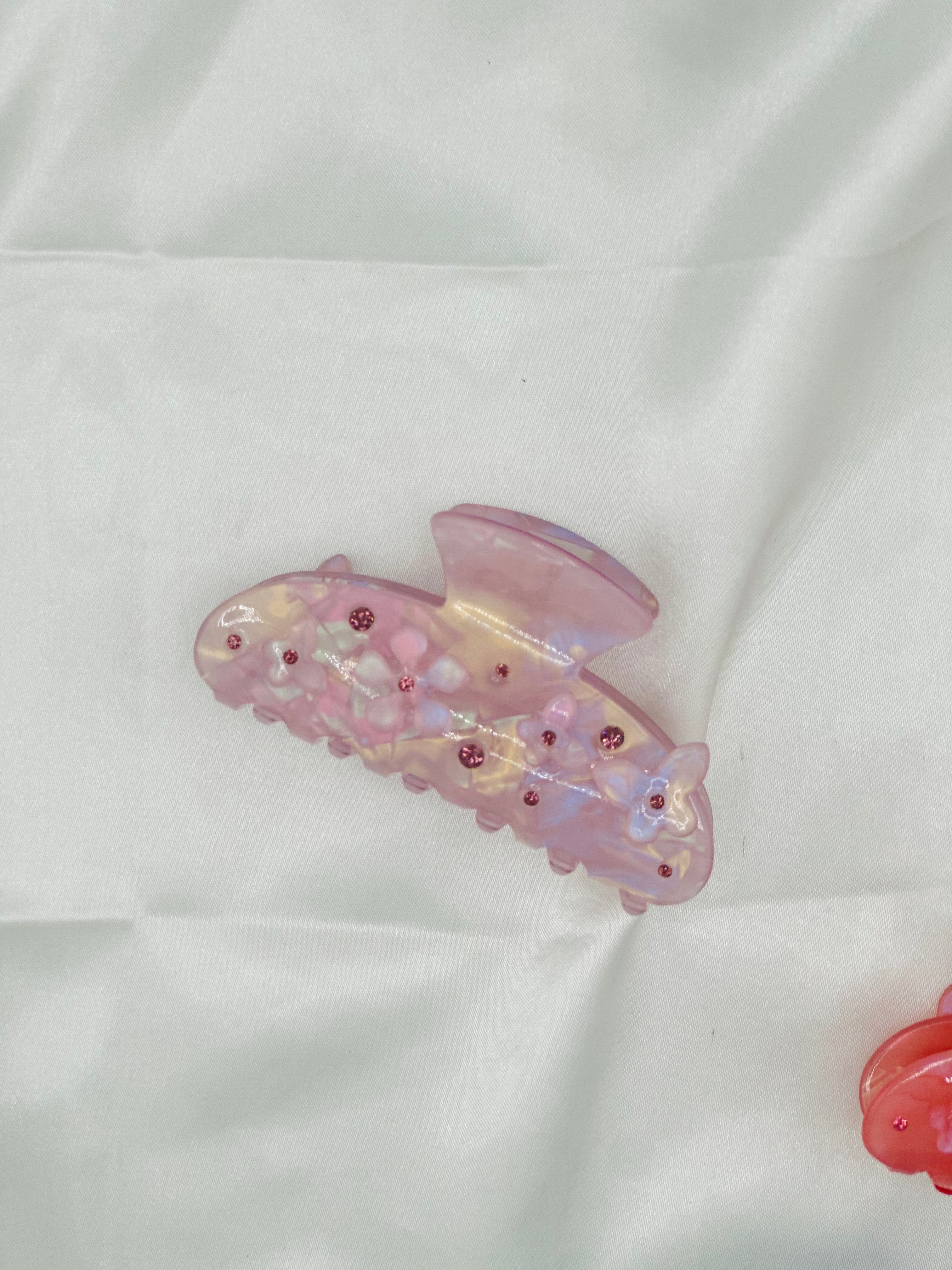 Iridescent Flower & Butterfly Claw Clip