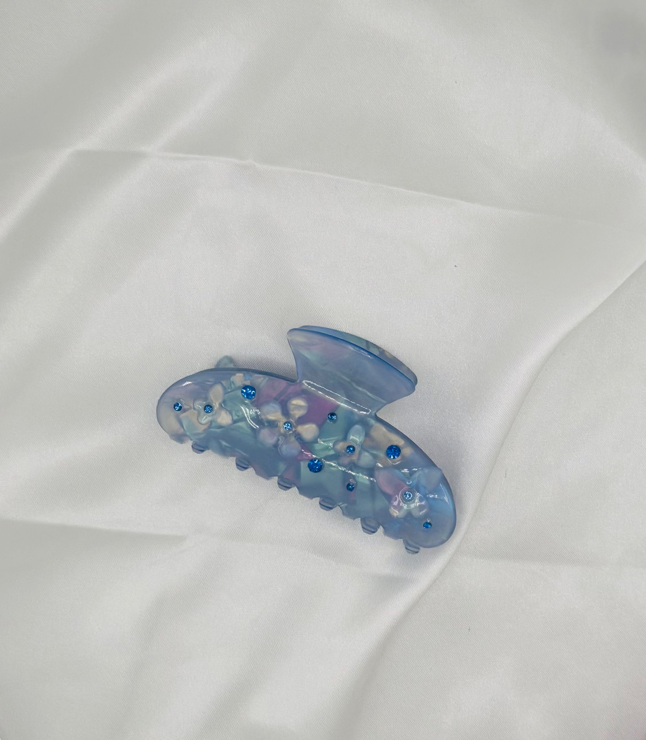 Iridescent Flower & Butterfly Claw Clip