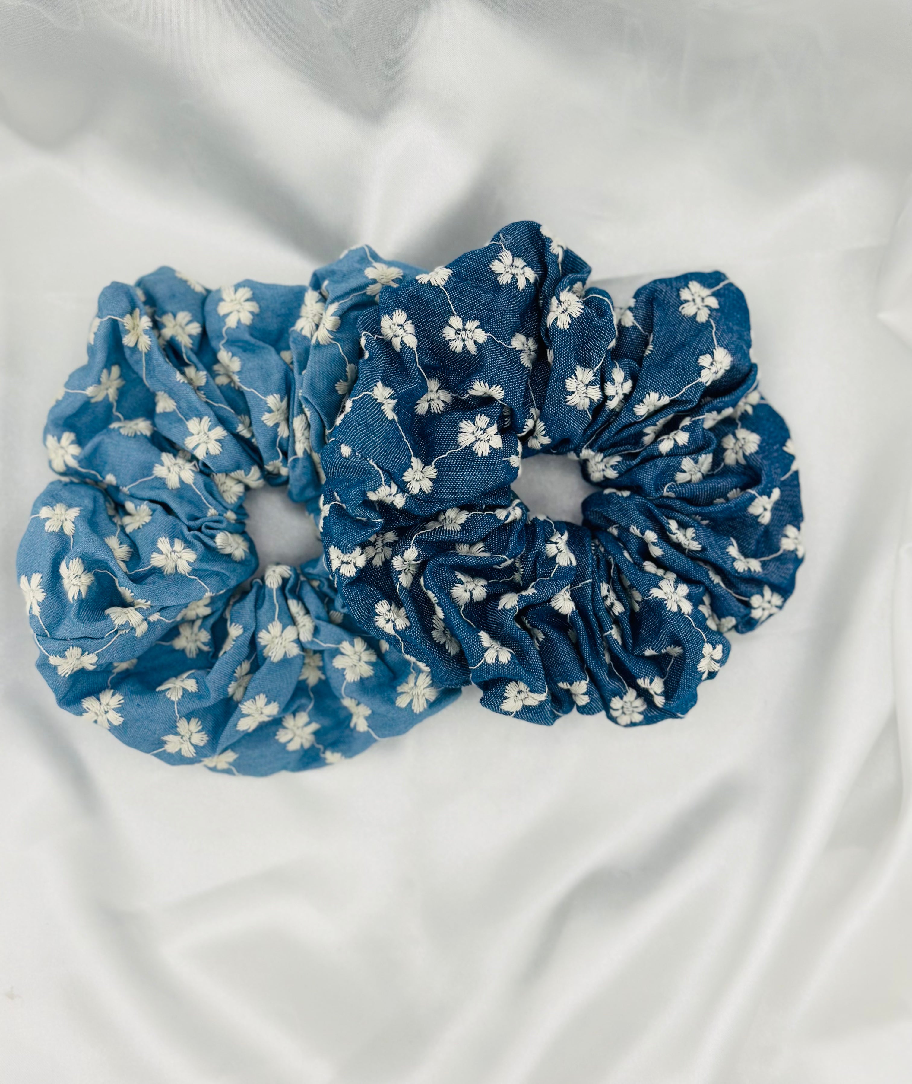 XL Denim daisy Hair Tie