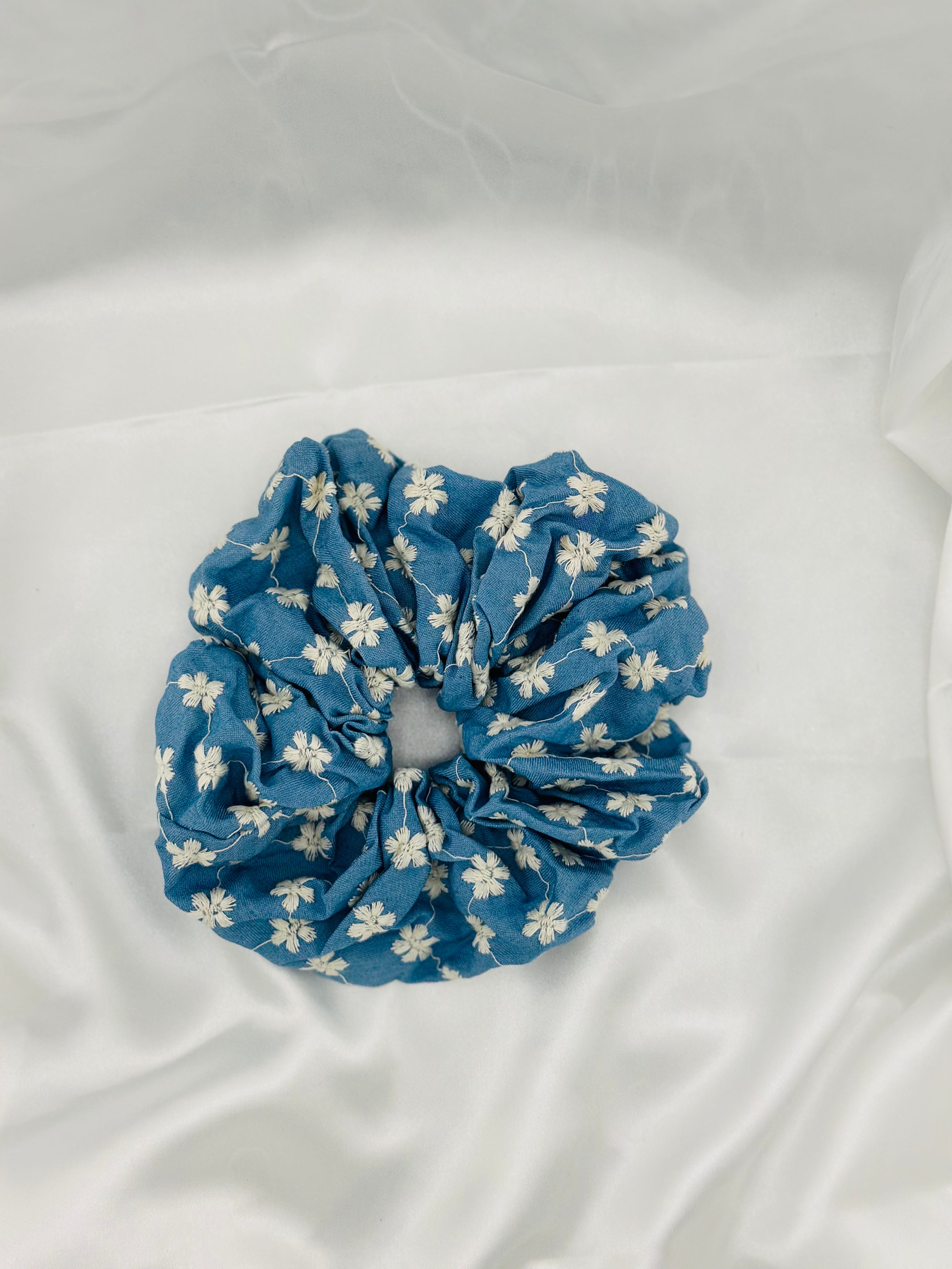 XL Denim daisy Hair Tie