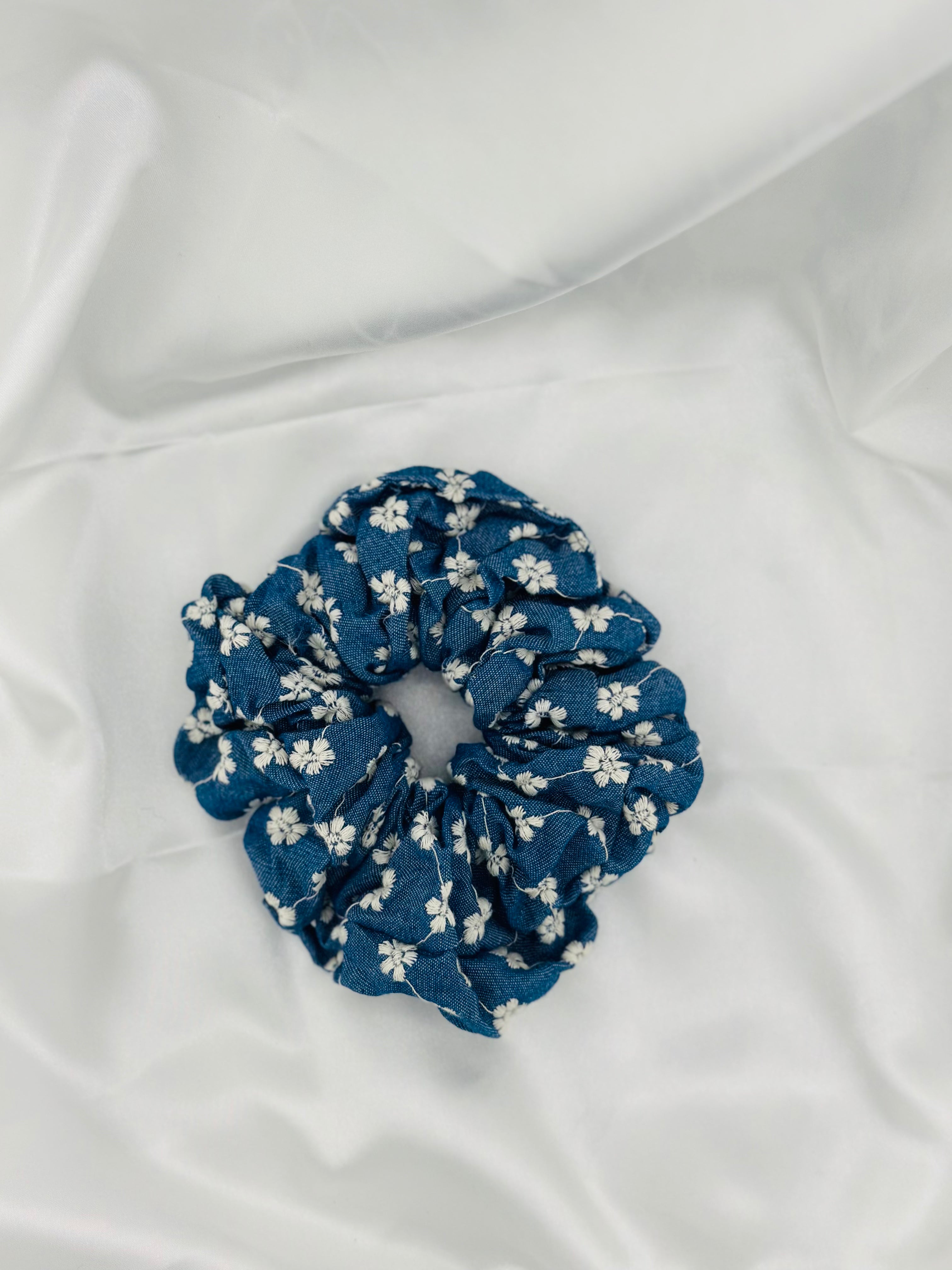 XL Denim daisy Hair Tie