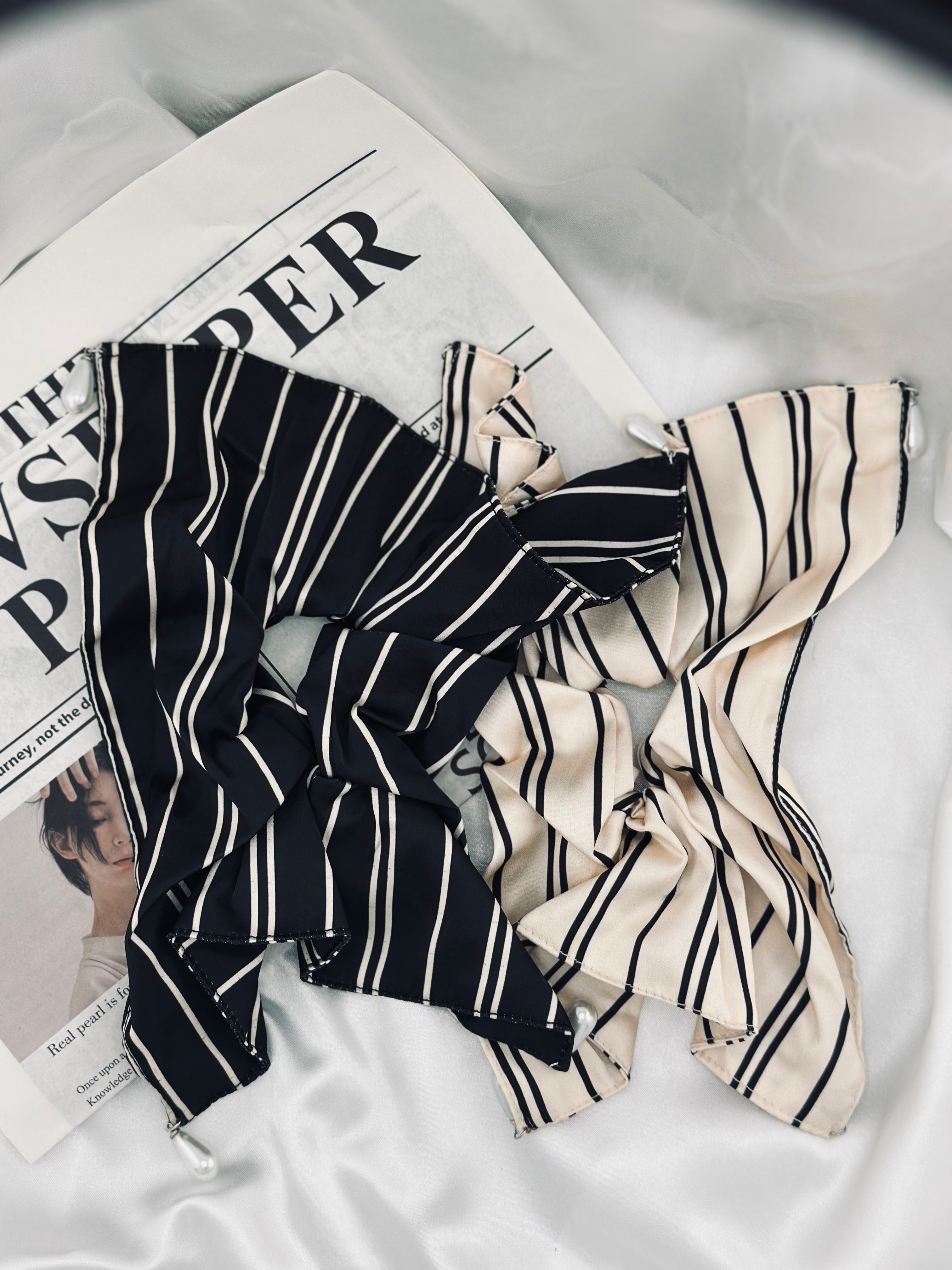 Oversized Square Stripped Hair Tie