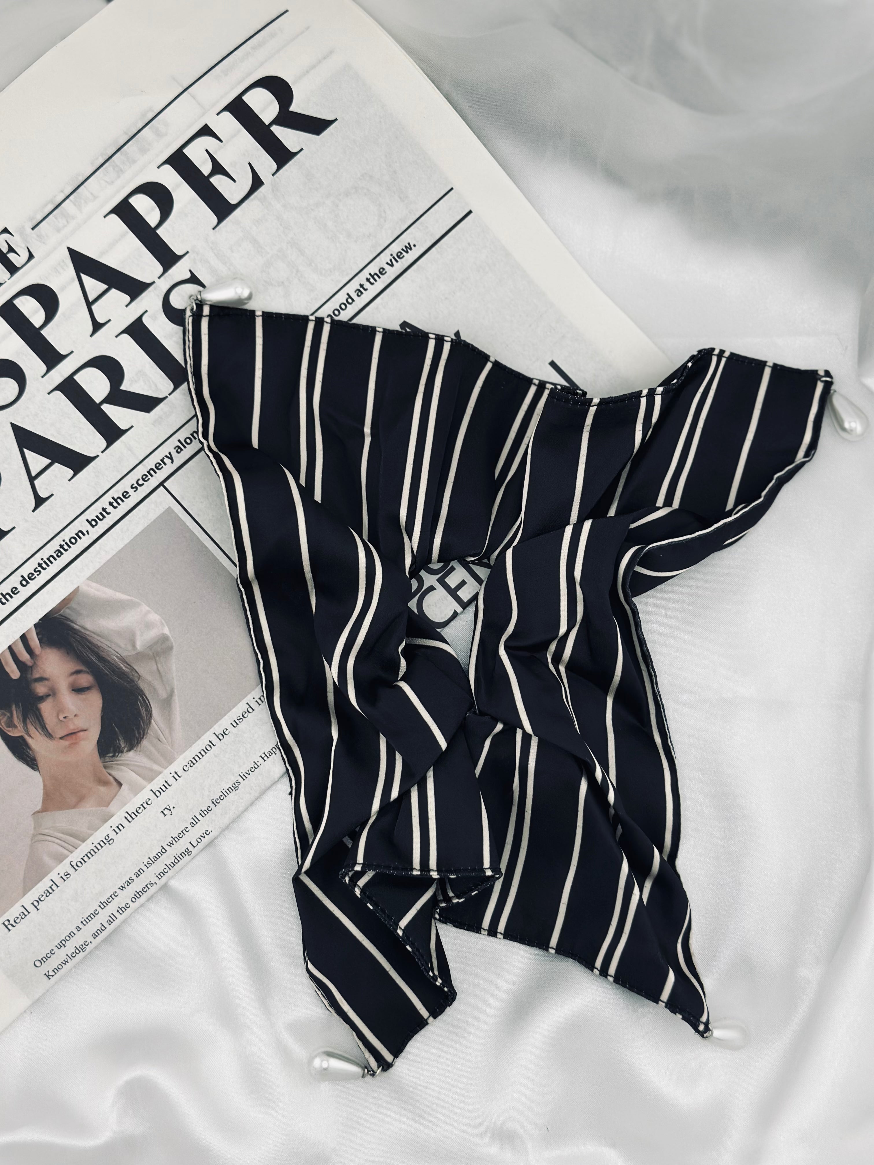 Oversized Square Stripped Hair Tie