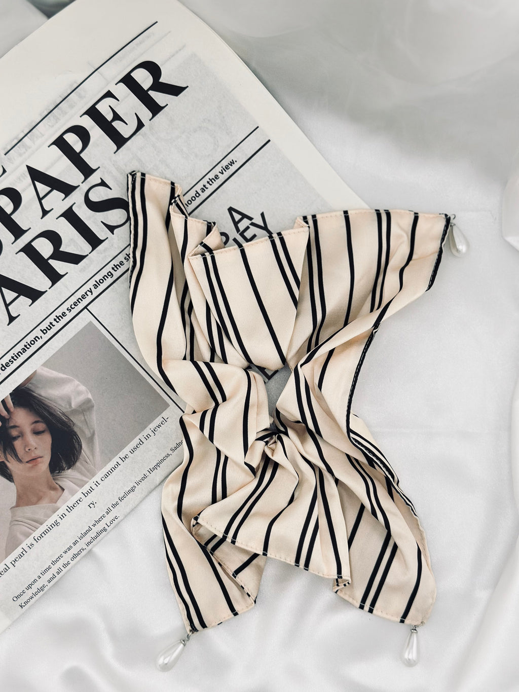 Oversized Square Stripped Hair Tie