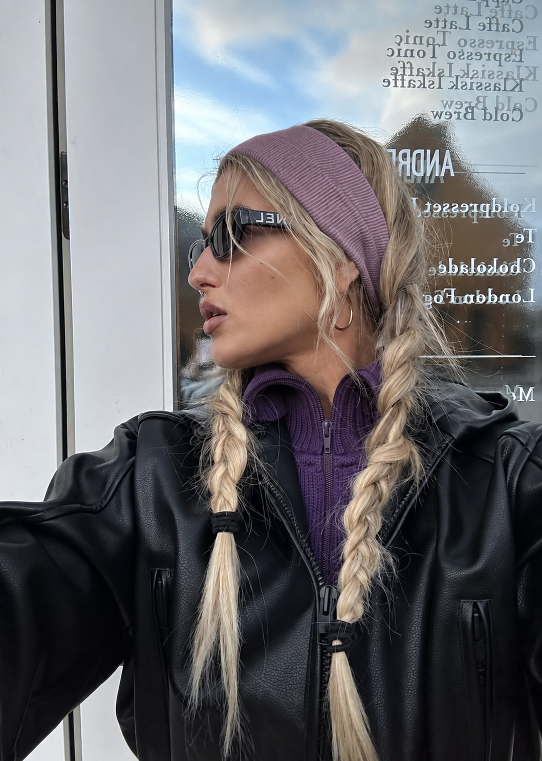 Off duty in purple